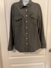 A.N.A A New Approach Women's Button Front Collared Gray Blouse Size XL -B38