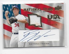 2008 Upper Deck Blue Ink Jersey /75 Brett Wallace #USA-BW Auto FREESHIPPING