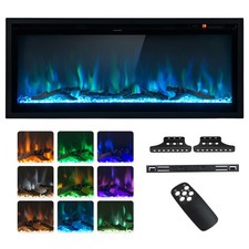 42 Inch Electric Fireplace Heater with Ultra-narrow Frame Recessed Wall-mounted
