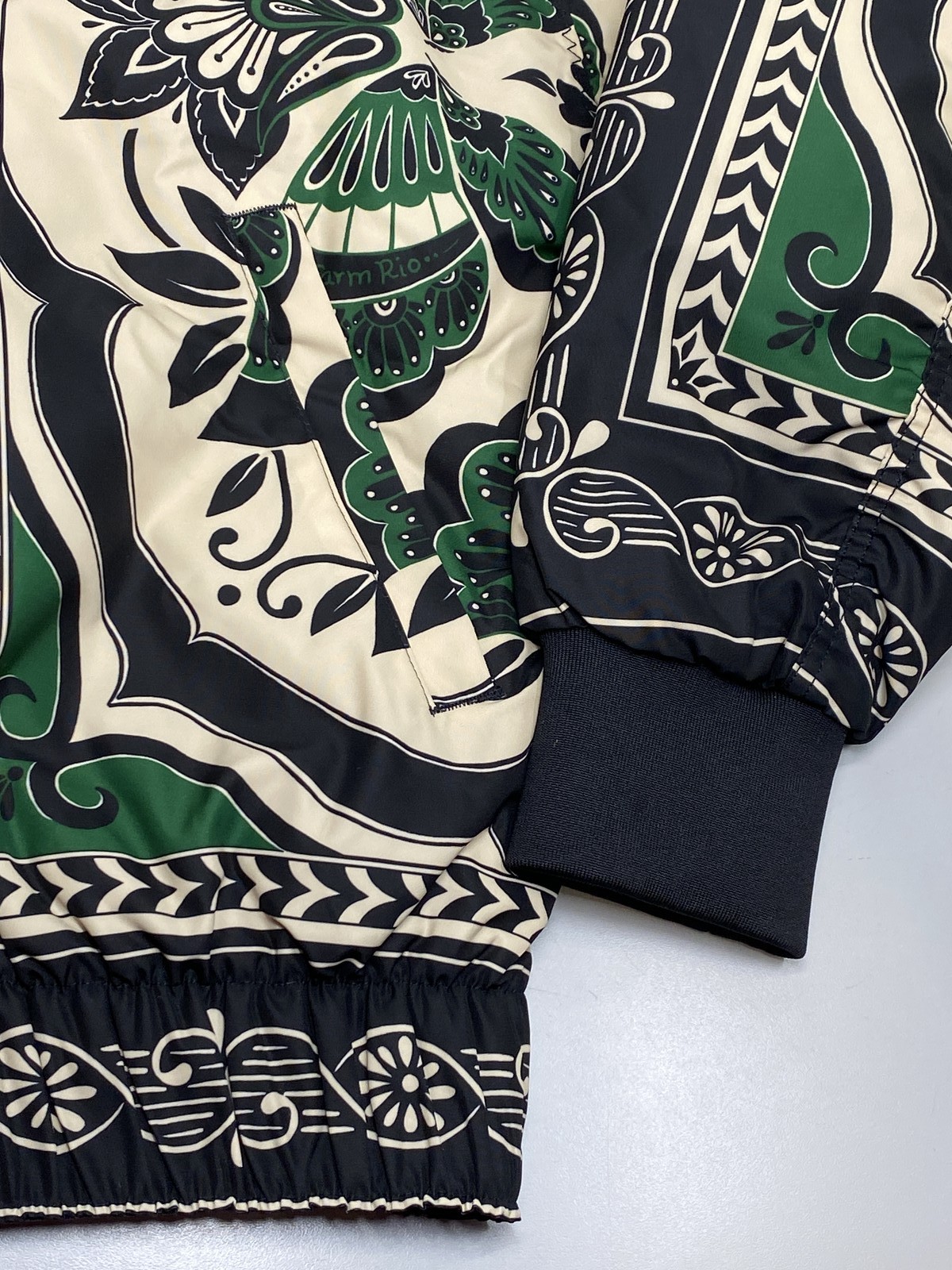 Farm Rio X Adidas Womens Jacket Green/Black Size S Borboho Scarves Bomber Style thumbnail 8