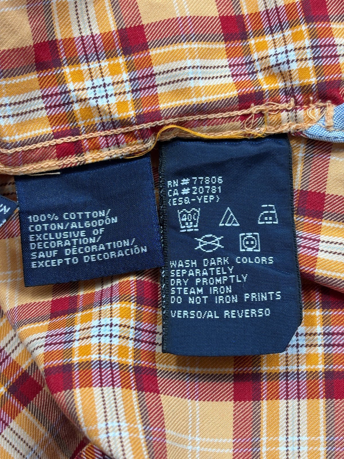 TOMMY HILFIGER 80's Two-Ply Shirt Men's LARGE Button Down Collar Check Plaid thumbnail 6