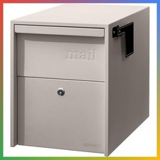Large Lockable Mailbox Sandstone Steel Weatherproof Anti-Theft Post Mount 15.5x1