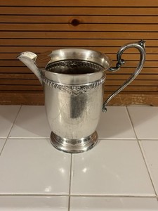 Large Vintage Silver On Copper Water Pitcher Nice Details