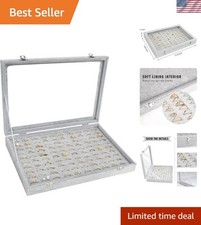 Elegant 100-Slot Ring Display Case with Transparent Lid - Jewelry Organizer