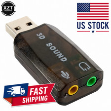 USB 2.0 Sound Card External 5.1 Channel 3D Mic Speaker Virtual Audio PC Adapter