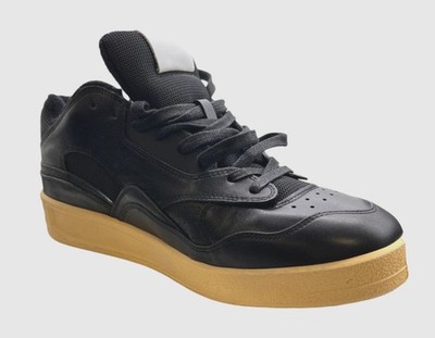 Jil Sander Men's Black Panelled Low-top Leather Sneakers Shoes Size 46