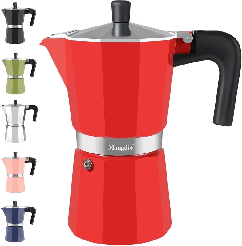 Mongdio Stovetop Espresso Maker Moka Pot, Stove Top Cuban/Italian 12 Cup 20 Oz