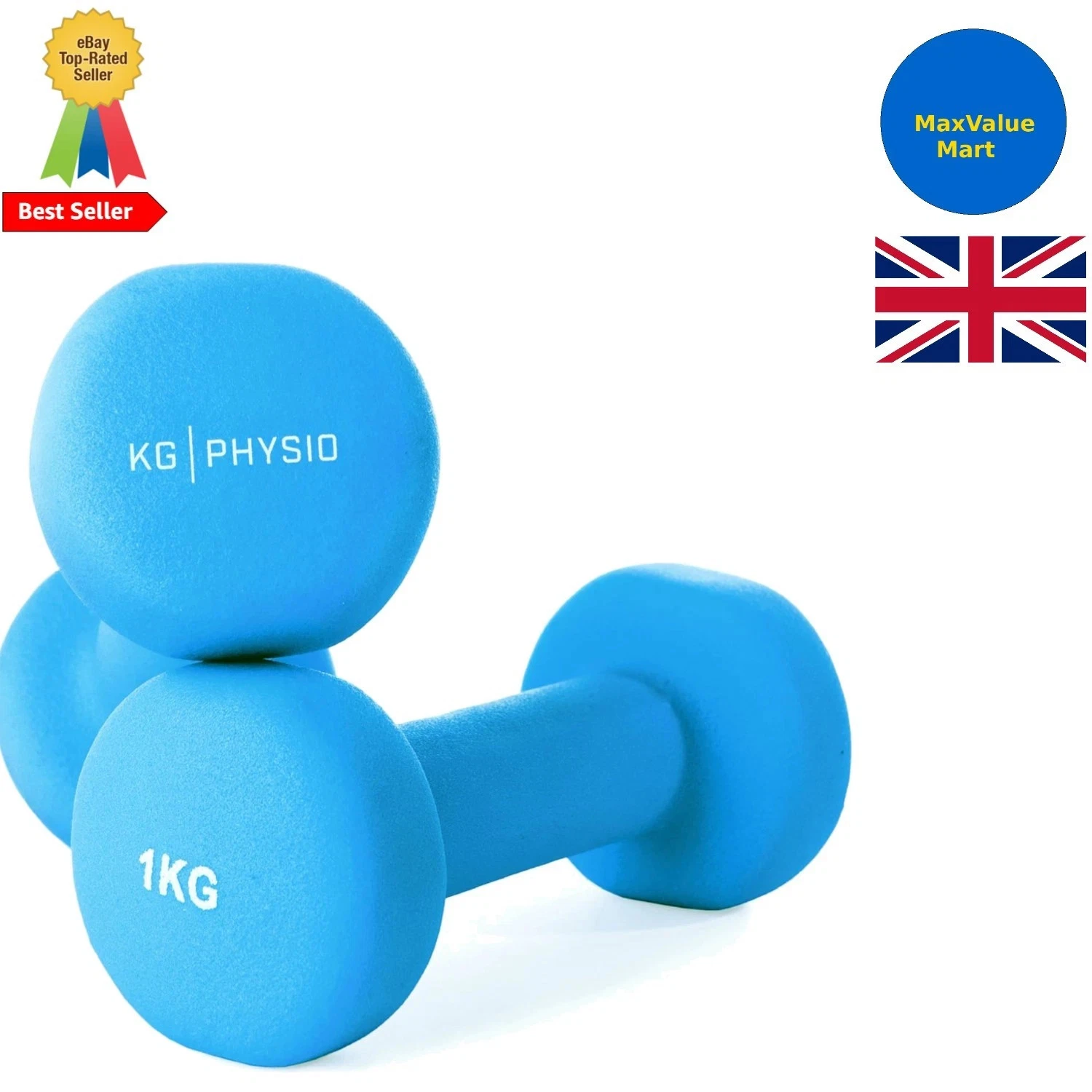 1kg Neoprene Dumbbells Set for Women and Men - Includes A3 Exercise Poster