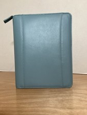 Franklin Covey Thalia Simulated Leather Zipper Binder Blue Lagoon - Classic Size