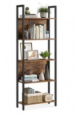 Rustic Wood Bookcase Bookshelf 5 Tier Industrial Storage Display Shelving Unit