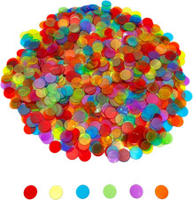 1000 Pieces 3/4 Inch Transparent 6 Color Bingo Counting Chips with Bag - for ...