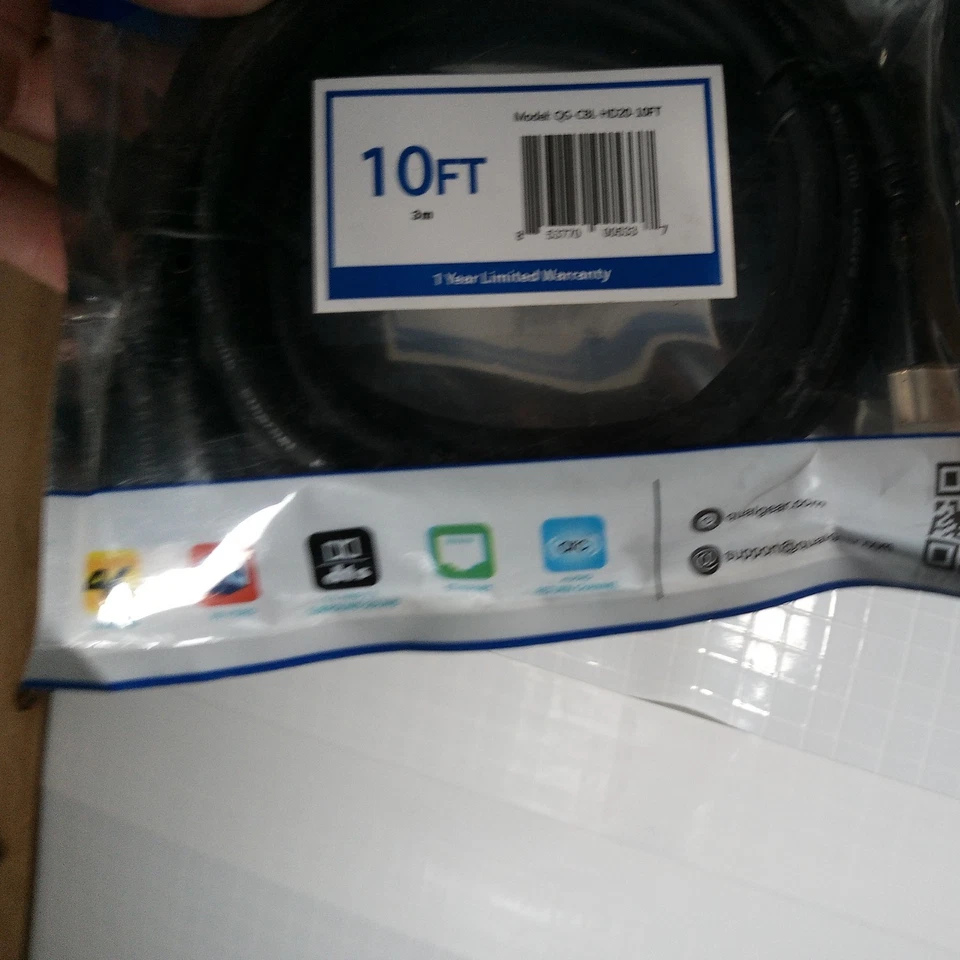 QualGear High Speed HDMI 2.0 Cable with Ethernet 10ft Sealed New - Image 4 of 4