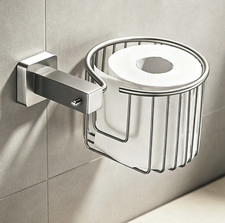 Stainless Steel Toilet Roll Paper Holder Waste Paper Basket Wall Mount Brushed