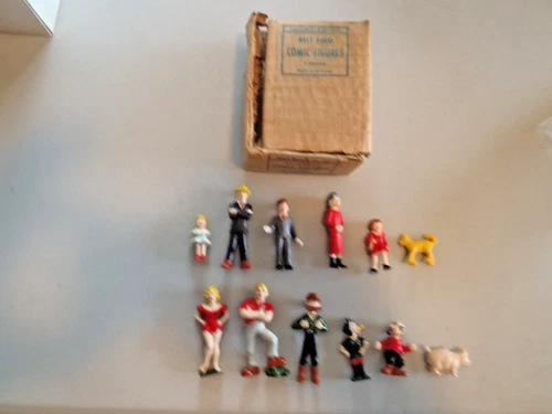 VTG  Marx Comic Strip Figures. Dick Tracy, Lil Abner, Orphan Annie W/Box Germany