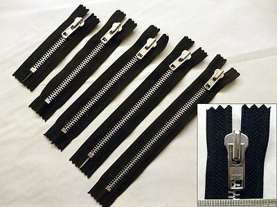 Reißverschluss, Reißverschluss, schwer 8, geschlossenes Ende, Metall YKK, schwarz 3,4,5,6,7,8,9,10,12,15,20''