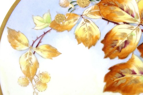 ANTIKE AVENIR LIMOGES FRANKREICH HANDBEMALT GOLDENE HIMBEEREN SIGNIERT MAI - Bild 6 von 8