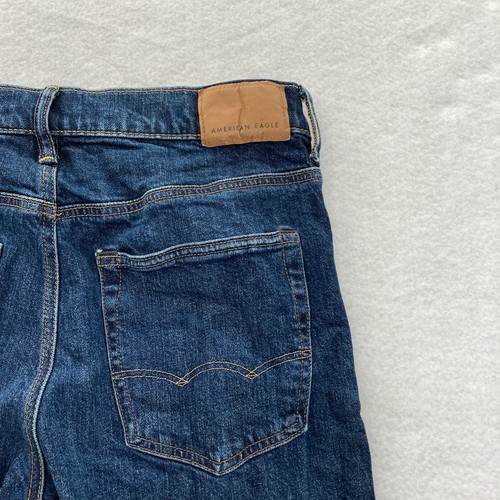 American Eagle Jeans Mens 28x30 Relaxed Fit Straight Leg Dark Blue Denim Grunge - Bild 12 von 13