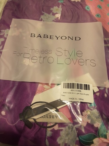 NEW BABEYOND Satin Long Robe with Lace Trim Size Dark Purple Rack 5 - Picture 5 of 5