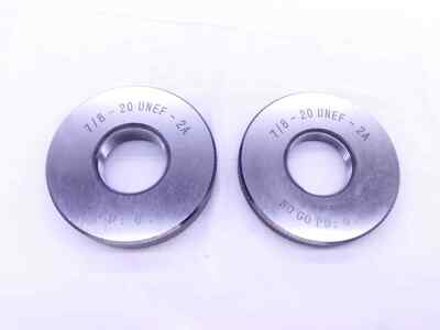 NEW 7/8 20 UNEF 2A SOLID THREAD RING GAGES .875 GO NO GO P.D.'S = .8412 & .8368