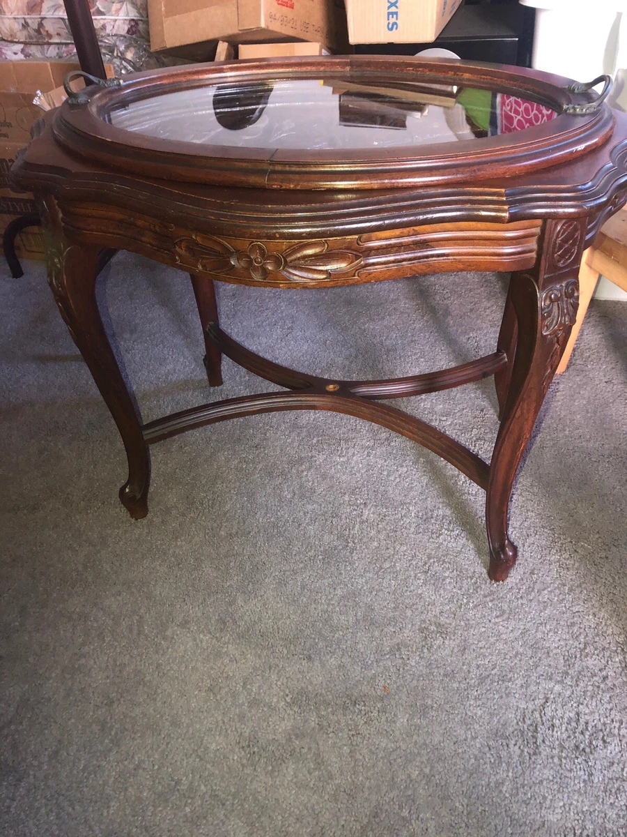 Antique tea table with removable tray deals