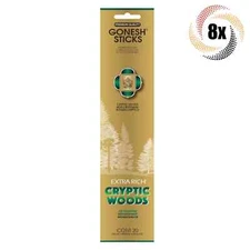 8x Packs Gonesh Extra Rich Cryptic Woods Incense Sticks - 20 Sticks Per Pack