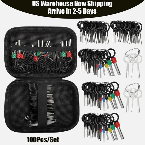 100pcs Pin Ejector Wire Kit Car Extractor Connector Terminal Puller Removal Tool - Bild 1 von 10