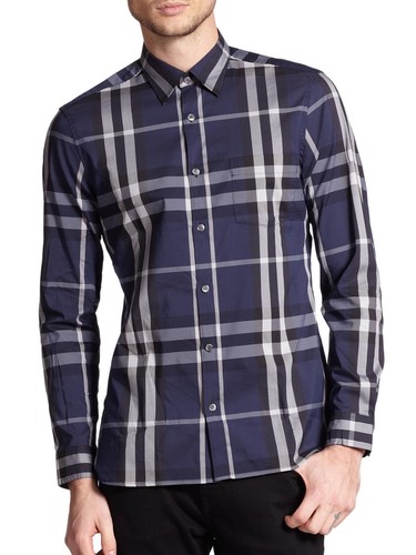new burberry brit nelson blue plaid check sport shirt sz l nwt $