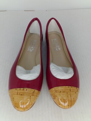 Michael Kors Womens Odessa Cap-toe Flats, Patent Cork Peony, Size 9 M