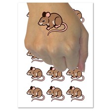 Mouse Rodent Temporary Tattoo Water Resistant Fake Body Art Set