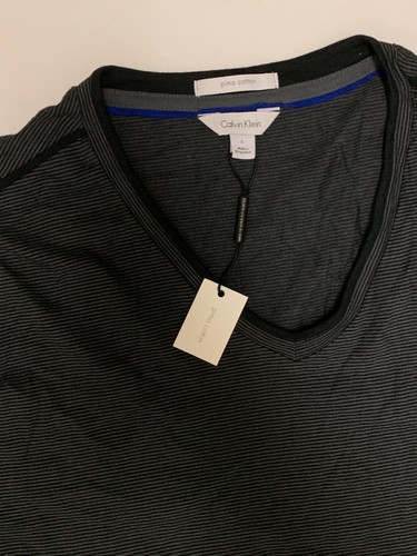 Calvin Klein V Neck T-shirt Men Gray/Black Size Large - Picture 2 of 2