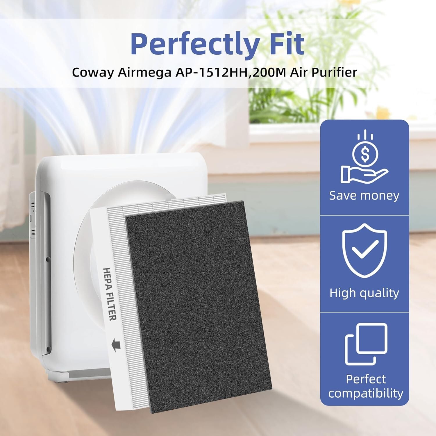 Airmega AP-1512HH & 200M Replacement Filter Kit – 2 HEPA + 6 Carbon Pre-Filters