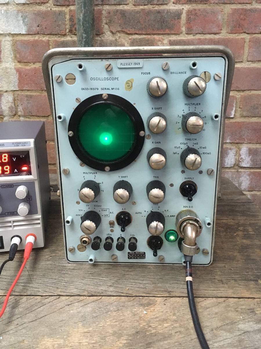 Vintage Oscilloscope 0633-193179 Plessey 1969 MOD Aeronautics 30v