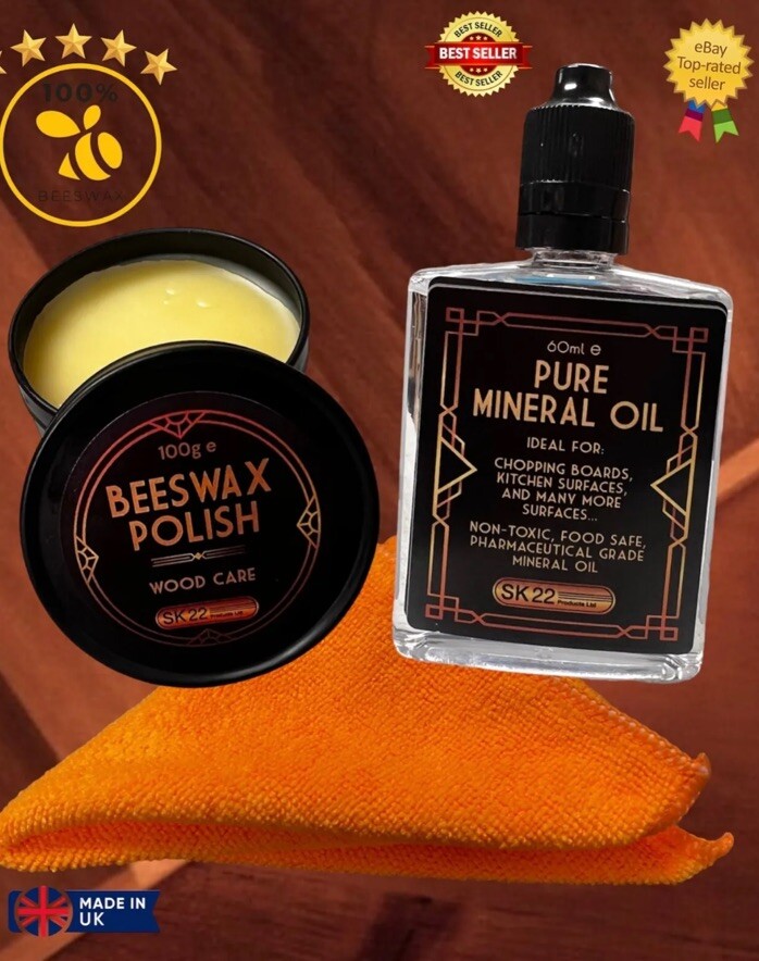 Hackbrett Öl & Bienenwachs Pflege- und Wartungsset 60ml Öl, 100g Wachs & Tuch