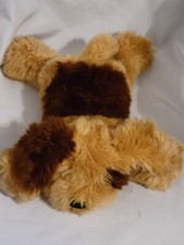 Kellytoy Plush Dog Stuffed Animal Toy Tan Light Brown Floppy Lying Down 14"
