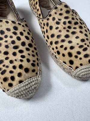 Sam Edelman Kesia Cheetah Slip-On Calf Hair Fur Espadrilles Sz