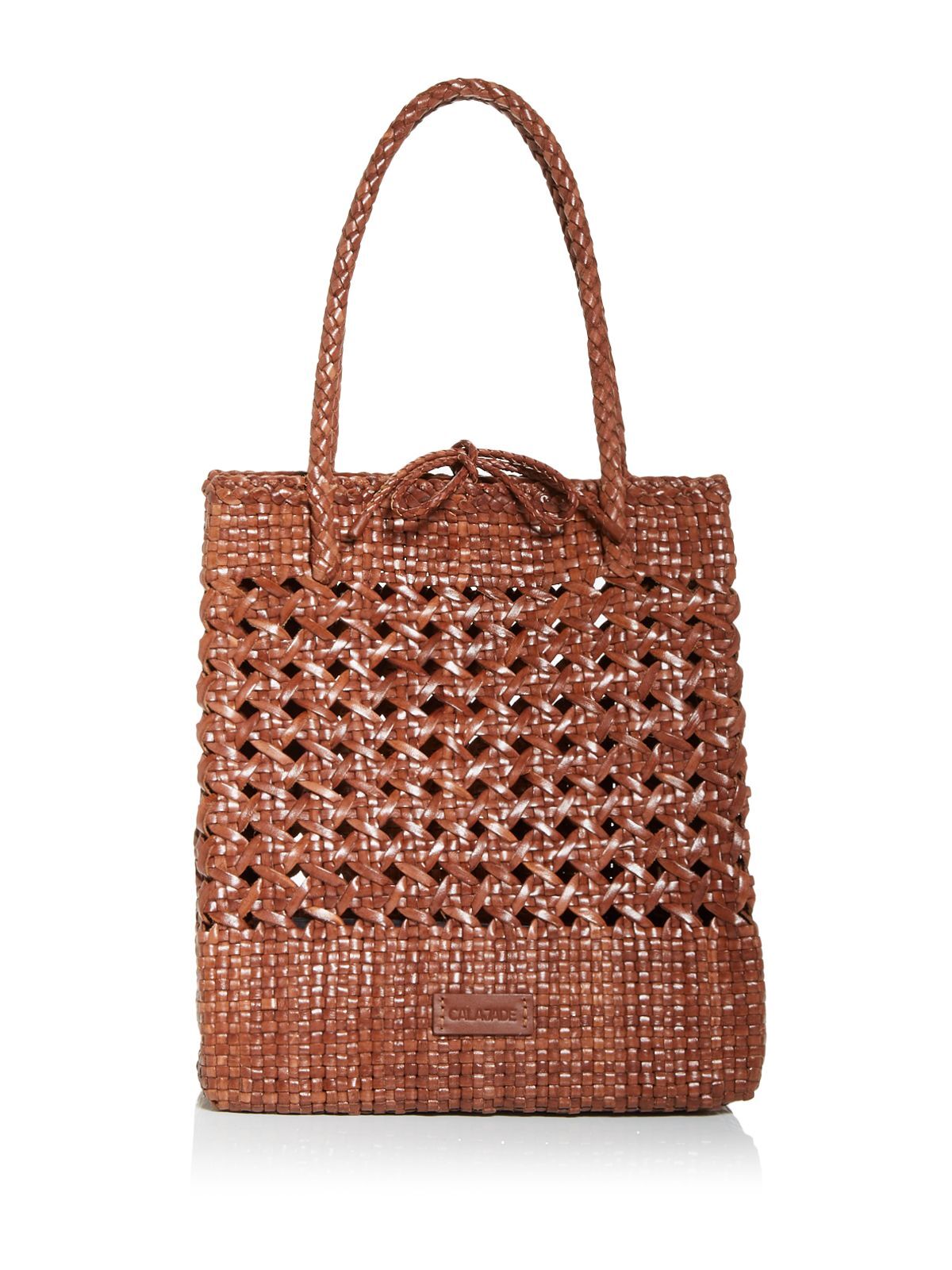 Женская коричневая холщовая тканая сумка CALAJADE с двойным плоским ремешком через плечо