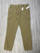 Buffalo David Bitton Cargo Tom Joggers Mens Size 2XL XXL Dark Beige Stretch $89