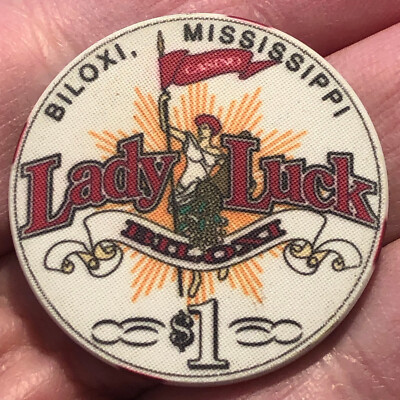 Vintage $1 Gaming Chip from Lady Luck Casino Biloxi Mississippi
