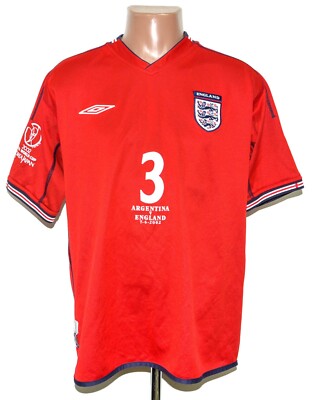 ENGLAND 2002 WORLD CUP AWAY FOOTBALL SHIRT UMBRO #9 COLE