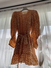 New Women’s Authentic Ulla Johnson Gorgeous Rosaria Leopard Print Silk Dress 10