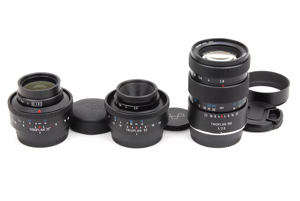 New Meyer Optik Gorlitz Trioplan 35mm f/2.8+50mm f/2.9+100mm f/2.8 Black Germany