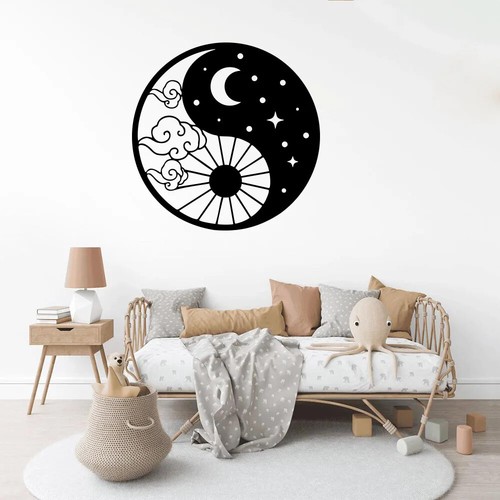 Yin Yang Sun and Moon Wall Sticker Day and Night Artwork for Meditation ...