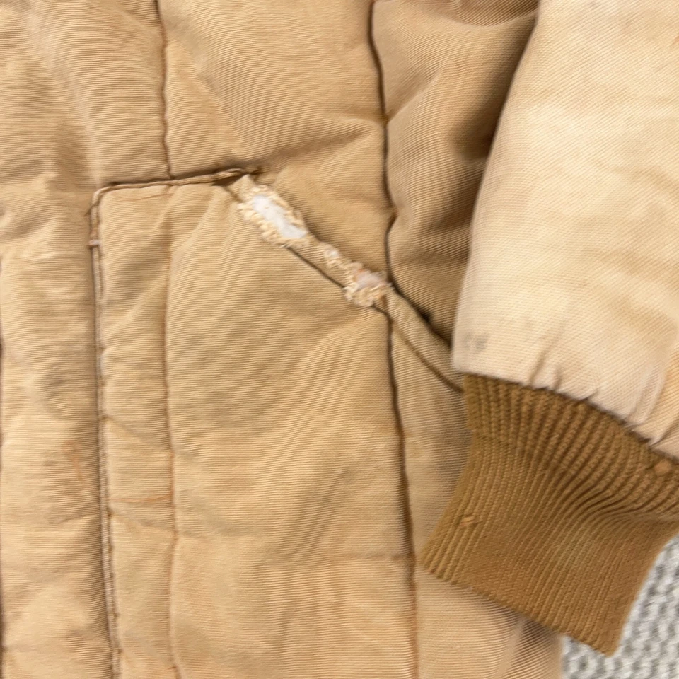Jaqueta chave masculina vintage marrom bronzeado médio celeiro pato lona forrada desbotada desgastada - Imagem 4 de 4