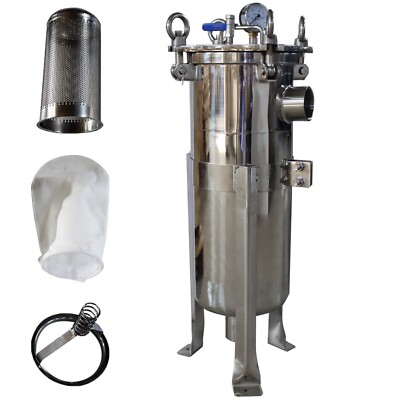 1# Bag Filter Stainless Industrial Filtration Filter2'' NPT In/Out 120 psi 0.25㎡