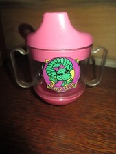 Vintage BARNEY THE PURPLE DINOSAUR BABY BOP Weighted Bottom SIPPY CUP - 1980's