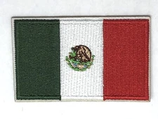 MEXICAN FLAG PATCH IRON/SEW-ON EMBROIDERED MEXICO 2.5x1.6 inches