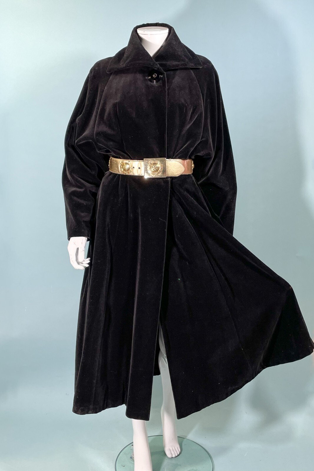 Vintage 40s Black Velvet Princess Coat, St Anne E… - image 9