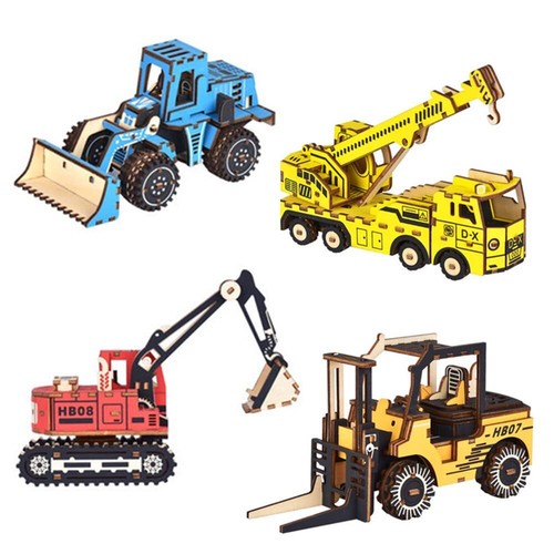 3D Wooden Puzzles Building Engineering Vehicles Car Model For DIY Toy Kids - Picture 16 of 16