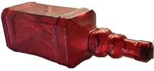 Large Red Glass Wine Bottle with Cork XLg 15 Tall Wine Ornate