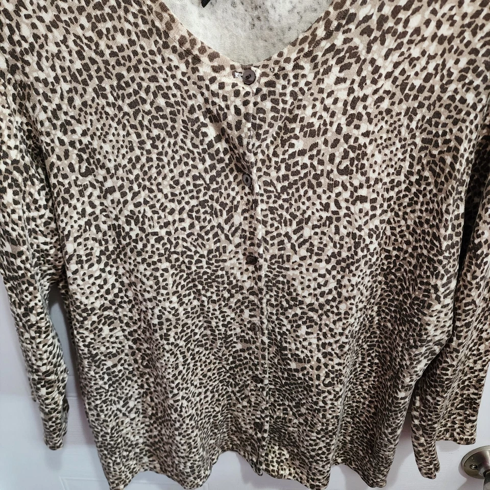 Sarah Spencer Womens Long Sleeve Button Up Cardigan Silk Blend Animal Print Sz M - Image 3 of 4